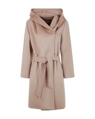 Max Mara Studio Women's Hooded Belted Wool Coat In Cammello
