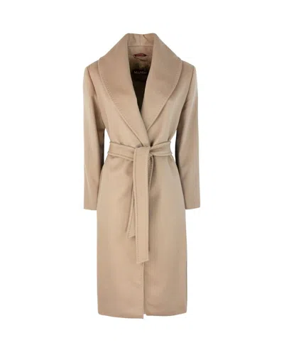 Max Mara Studio Women's Long Wrap Coat With Belt In Cammello