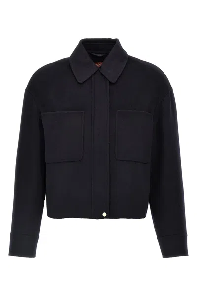 Max Mara Concealed-fastening Jacket In Blue