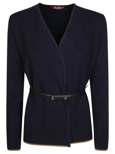 Max Mara Studio Women's Milan-knit Cardigan With Belt In Blu