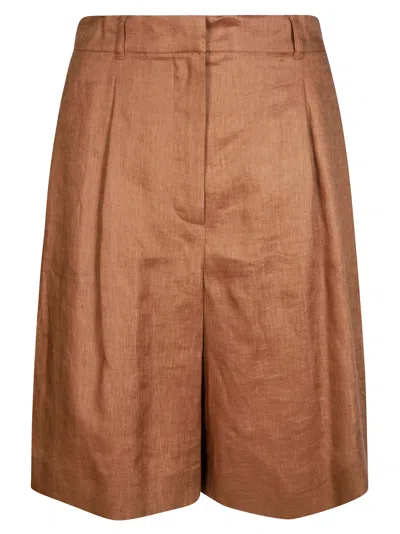 Max Mara Studio Women's Mini Linen Bermuda Shorts In Brown