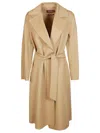 Max Mara Belted Notch-lapels Coat In Neutral
