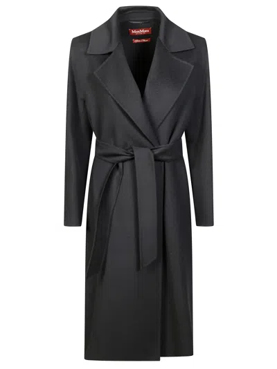 Max Mara Studio Women's Overcoat Belt In Nero