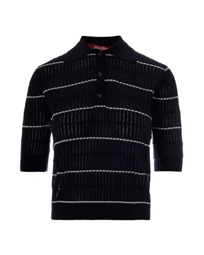 Max Mara Studio Women's Striped Knit Polo Shirt In Blu