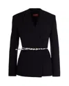 Max Mara Studio Double-breasted Cady Jacket With Belt In Black
