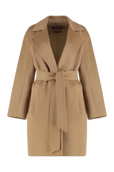 Max Mara Studio Wool And Cashmere Blend Coat In Beige