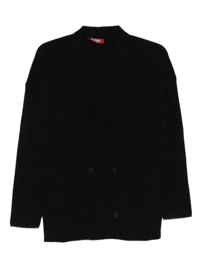 Max Mara Studio Wool And Cashmere Cardigan With V-neck And Side Pockets In Multi