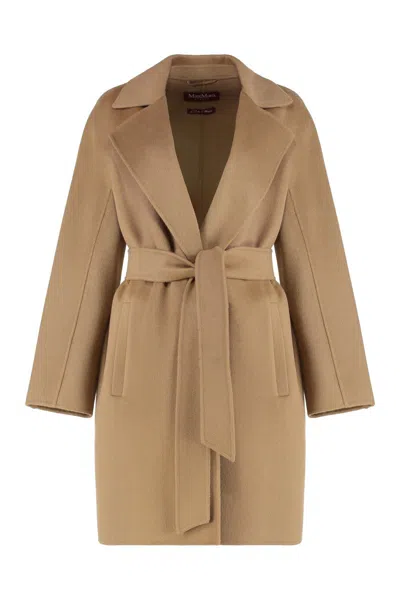 Max Mara Studio Wool And Cashmere Coat In Neutral