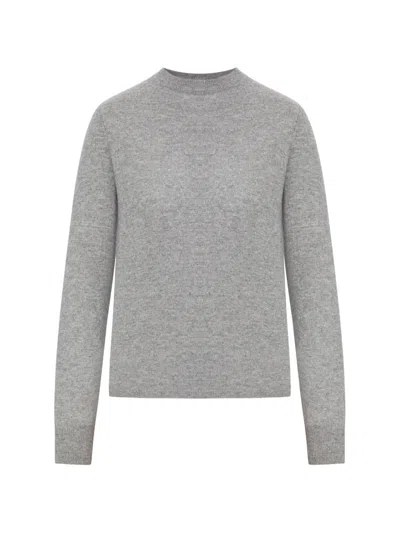 MAX MARA MAX MARA STUDIO WOOL & CASHMERE CREWNECK SWEATER WITH RIBBED COLLAR, CUFFS & HEM