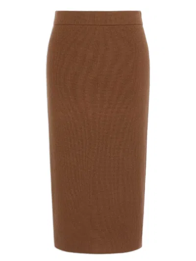 Max Mara Studio Wool & Cashmere Elastic-waist Skirt In Marrone