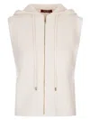 Max Mara Studio Wool And Cashmere Hooded Vest In Neutral
