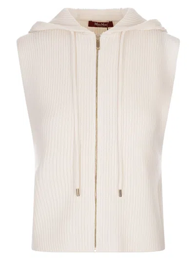 Max Mara Studio Wool And Cashmere Hooded Vest In Neutral