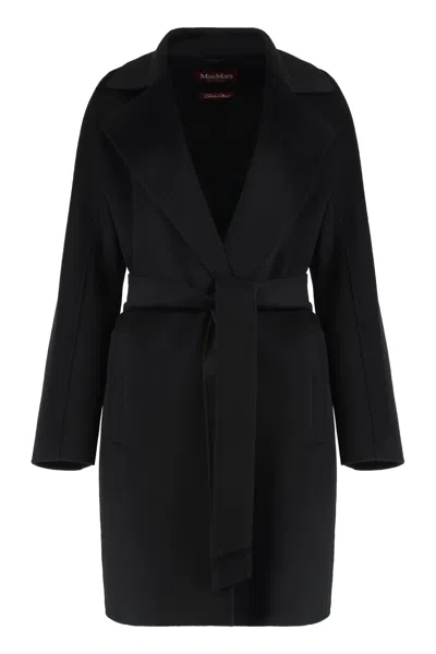 Max Mara Studio Wool And Cashmere Midi Jacket In Black