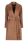 Max Mara Cles Belted Wool-blend Coat In Brown