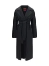 Max Mara Black Wool Oves Aries Coat In Blue
