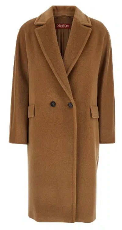 Max Mara Studio Wool Coats In Classic Style In Brown