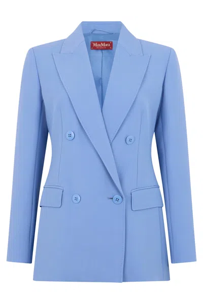 Max Mara Studio Wool Double-breasted Blazer In Blue