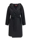 Max Mara Studio Wool Drap Robe Coat In Black