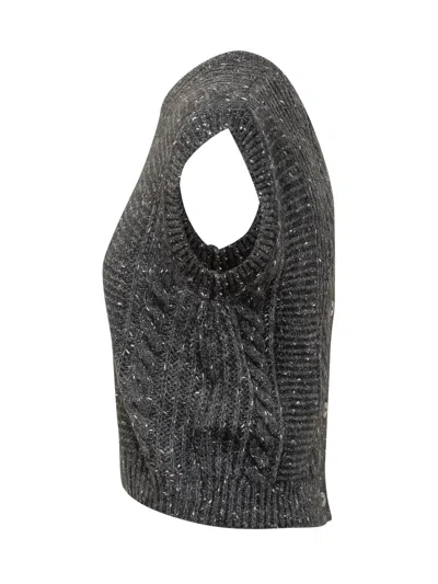 Max Mara Studio Wool Gilet In Mini Style In Antracite