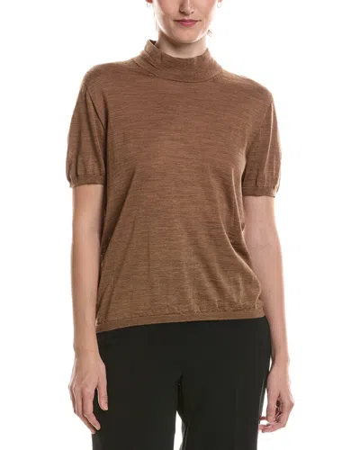 Max Mara Studio Wool Mock Neck Sweater In Brown