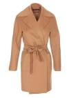 Max Mara Studio Wool-silk Blend Coats In Brown