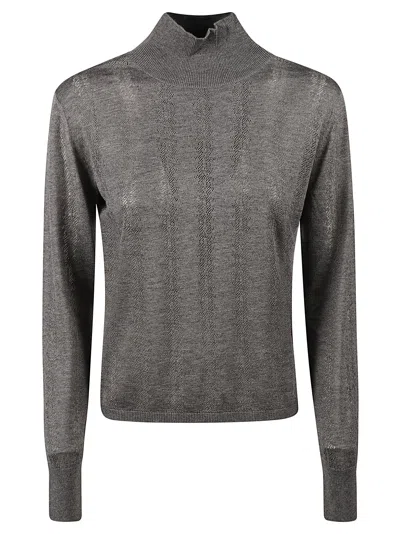 Max Mara Studio Wool Silk Blend Sweaters In Gray