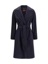 Max Mara Studio Wool With Peak Lapels Coat In Blue