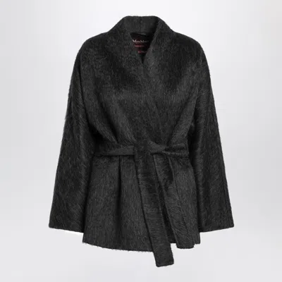 Max Mara Studio Anthracite Cardigan Jacket In Wool And Alpaca In Black