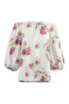 Max Mara Women's Zigrino Printed Blouse Top In White