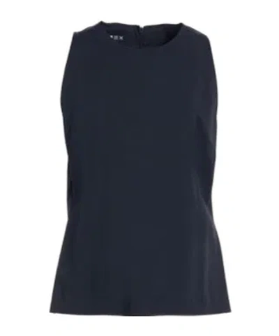 Max Mara Stylish And Elegant Solid-color Sleeveless Stretch T-shirt In Blue