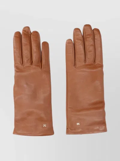 Max Mara Stylish Gloves With Slit Cuffs And Smooth Finish In Brown