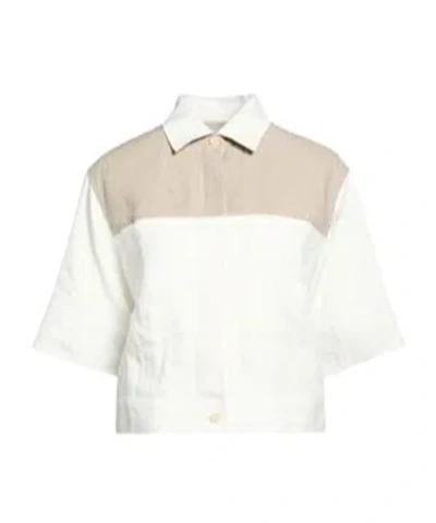 Max Mara Stylish Minimalist Two-tone Short-sleeve Shirt In Gold