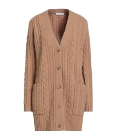 Max Mara Stylish Solid Color Knit Cardigan In Nude