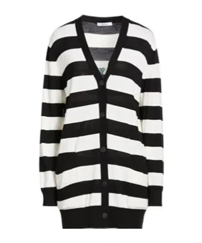 Max Mara Stylish Striped Knitted Coat In Multi