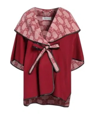 Max Mara Stylish Versatile Reversible Belted Cape Coat In Red