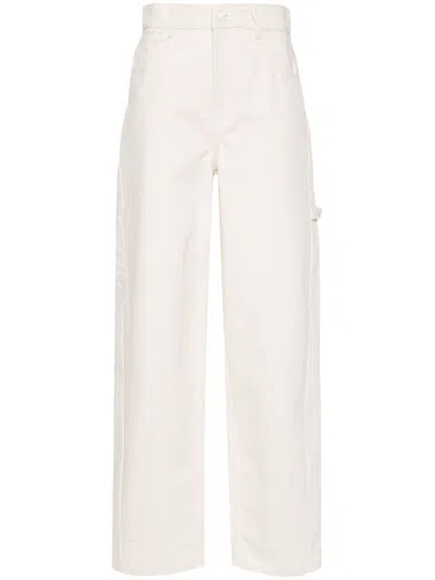 Max Mara Stylish Wide-leg Cotton Trousers For Women In White