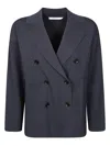 Max Mara Subdolo Double Breasted Knit Jacket In Blue