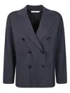 Max Mara Double Breasted Jacket Notched Lapels In Blue