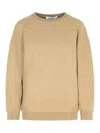 Max Mara 'elvira' Crew Neck Wool Blend Sweatshirt In Brown