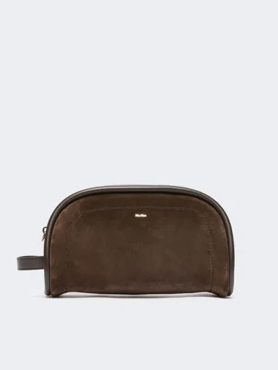 Max Mara Suede And Leather Handbag In Dark Brown