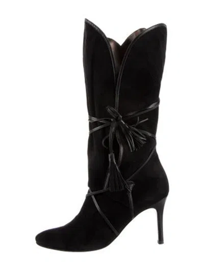 Pre-owned Max Mara Suede Boots In Black