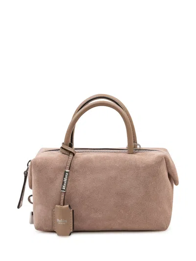 Max Mara Suede Calf Leather Holdall Bag In Pink