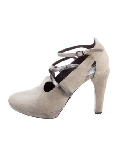 Pre-owned Max Mara Suede Colorblock Pattern Pumps