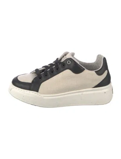 Pre-owned Max Mara Suede Colorblock Pattern Sneakers In White