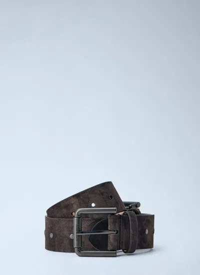 Max Mara Suede Finish Belt In Dark Brown