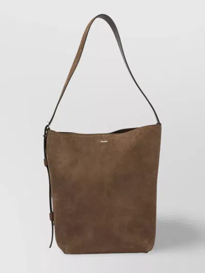 Max Mara Suede Finish Shoulder Bag With Adjustable Strap