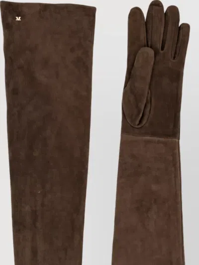 Max Mara Suede Gloves In Brown