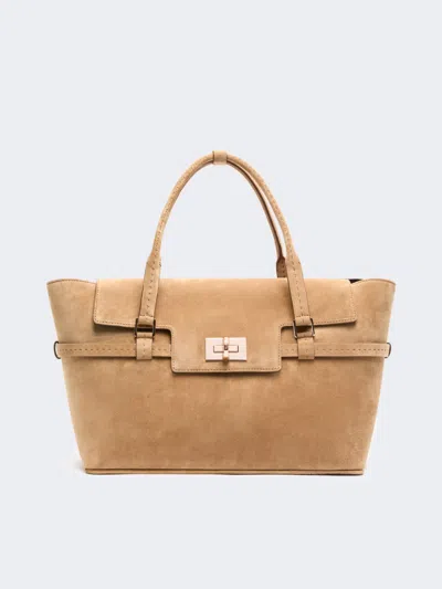 Max Mara Suede Handbag In Beige