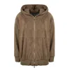 Max Mara Suede Hooded Jacket In Brown