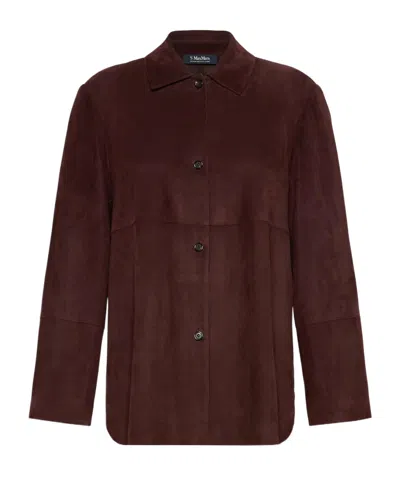Max Mara Suede Jacket - Dark Red In Burgundy